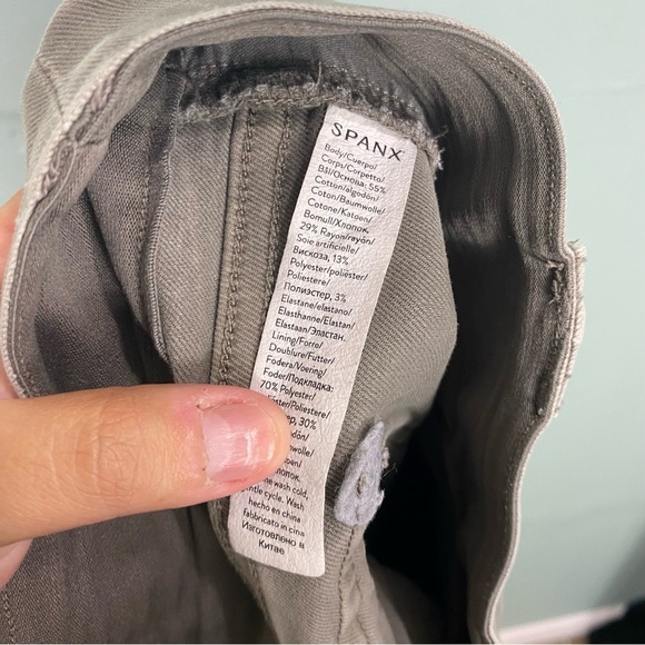 SPANX High Rise Stretch Twill Skinny Ankle Cargo Pang Green Sz 1X Plus - Picture 6 of 7